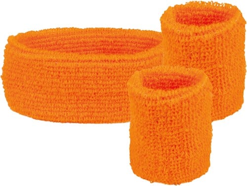Set Zweetbandjes + Hoofdband Neon Oranje
