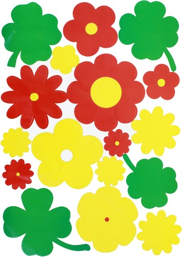Raamsticker Bloemen Rood-Geel-Groen (35x50cm)