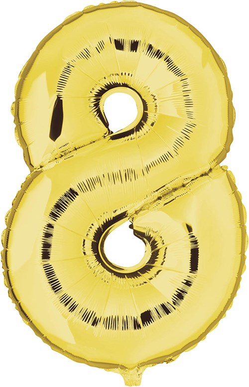 Folieballon Cijfer 8 Goud 100cm
