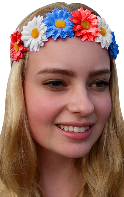 Haarbandje Bloemen Rood/Wit/Blauw