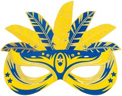 Embleem Masker Geel Blauw - 25x30cm