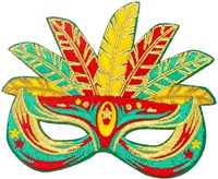 Embleem Masker Rood Geel Groen - 7,5x9cm