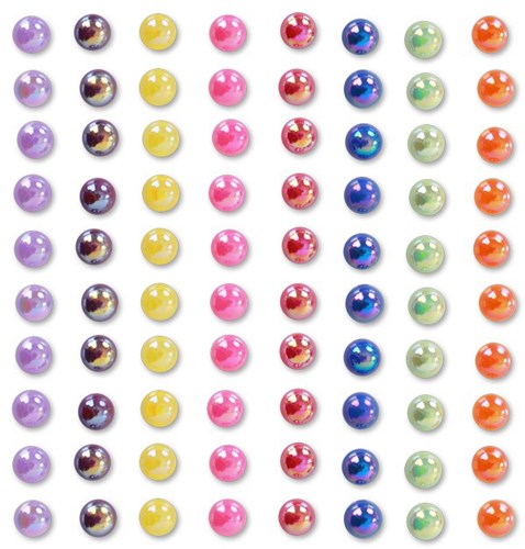 Body Jewel Pearls 6mm Rainbow Kleuren 80st.