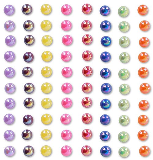 Body Jewel Pearls 6mm Rainbow Kleuren 80st.