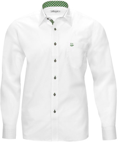 Tiroler Trachten Overhemd Wit-Groen (Slimfit) 