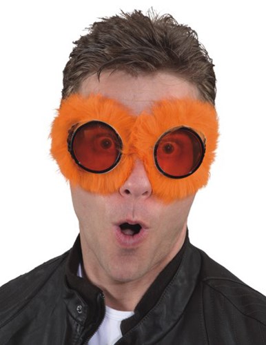 Zwarte Bril met Oranje Pluche