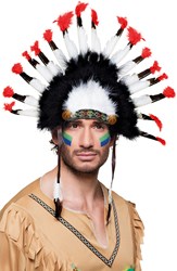 Indianentooi Mohawk Rood-Zwart-Wit