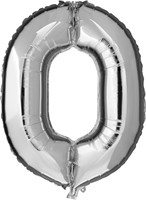 Folieballon Cijfer 0 Zilver 100cm