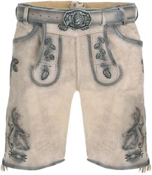Lederhose Geitenleer Thomas Lichtbruin met Riem - 48 = XS