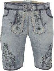 Heren Lederhose Geitenleer Kort Grijs met Riem