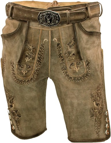 Lederhose Geitenleer Kort Rudi met Riem