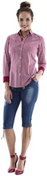 Tiroler Dames Trachtenblouse Rood/Wit Geruit Luxe