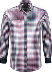 Trachtenhemd Wijnrood/Wit/Donkerblauw (100% katoen)  