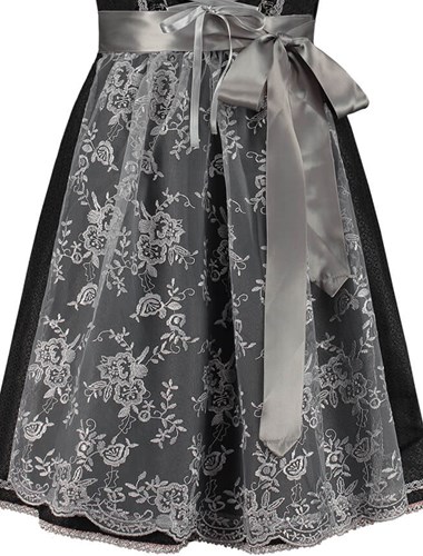 Dirndl Schort Kant Zilvergrijs