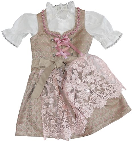 Dirndl Champagne-Roze Meisje Luxe - 3dlg