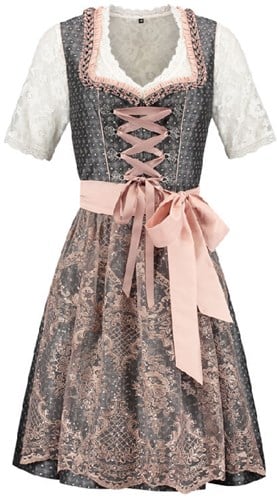 Dirndl Donkergrijs-Roze Luxe (60cm) - 2dlg