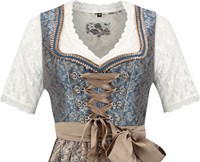 Dirndl Blauw-Bruin Luxe (60cm) - 2dlg (detail bovenkant)