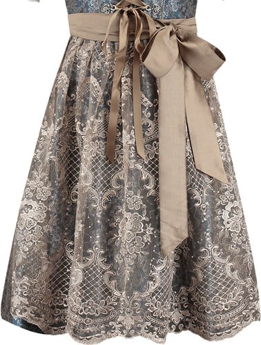 Dirndl Blauw-Bruin Luxe (60cm) - 2dlg (detail schort)