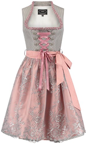 Dirndl Lichtgrijs-Roze Luxe (60cm) - 2dlg