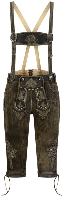 Heren Lederhose Luxe Vintage Antiek Bruin (rundleer)