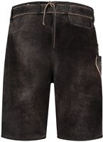 Heren Lederhose Kort Luxe Vintage Antraciet (rundleer) (achterkant zonder hengsels)