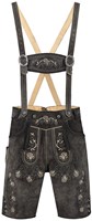 Heren Lederhose Kort Luxe Vintage Antraciet Rundleer