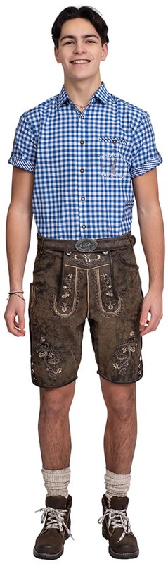 Heren Lederhose Kort Vintage Antiek Bruin (rundleer) (1)