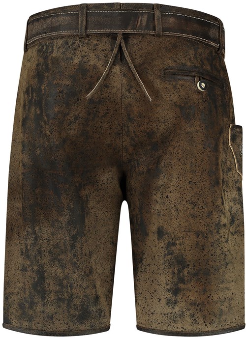 Heren Lederhose Kort Vintage Antiek Bruin (rundleer) (achterkant)