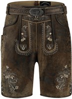 Heren Lederhose Kort Vintage Antiek Bruin (rundleer)