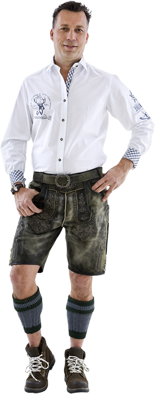 Heren Lederhose Geitenleer Kort Luxe Grijs Antiek 
