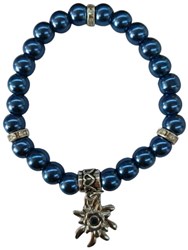 Trachten Parelarmband Donkerblauw met Edelweiss