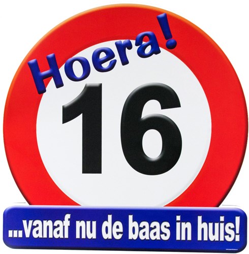 Huldeschild Hoera 16