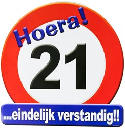 Huldeschild Hoera 21