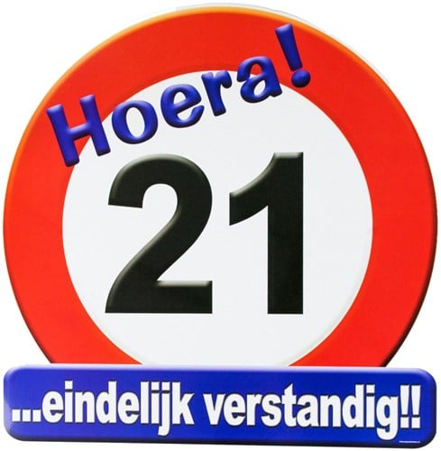 Huldeschild Hoera 21