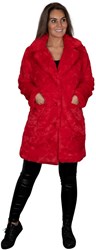 Bontjas Rood Luxe Halflang