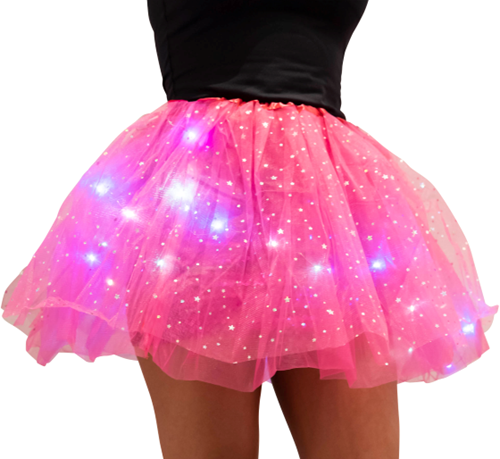 Tule Rokje Pink met Gekleurde LED-lichtjes