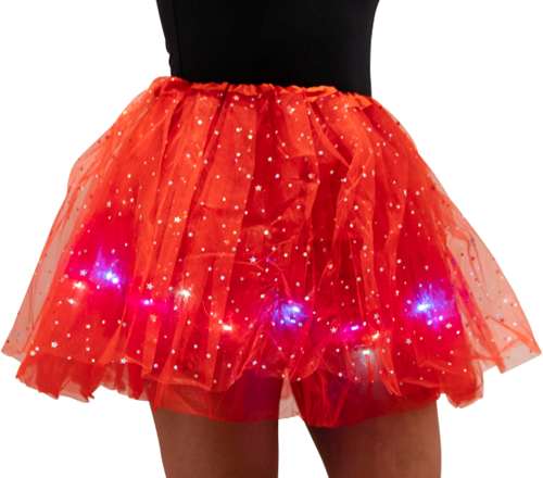 Kinder Tule Rokje Rood met Gekleurde LED-lichtjes