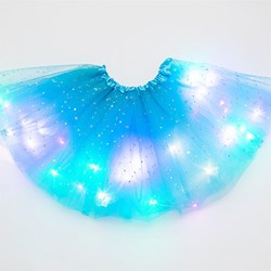 Kinder Tule Rokje Turquoise met Gekleurde LED-lichtjes