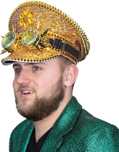 Burningman Pet Goud Luxe met Bril (man zijkant)