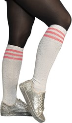 Cheerleader Sokken Wit-Roze met Strass