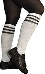 Cheerleader Sokken Wit-Zwart met Strass