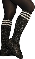 Cheerleader Sokken Zwart-Wit met Strass