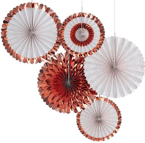 Set Decoratie Waaiers Roségoud-Wit (6st)