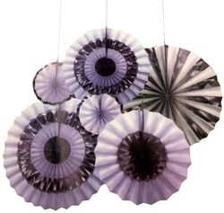 Set Decoratie Waaiers Zilver-Wit (6st)