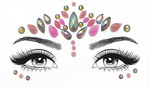 Glow in the Dark Face Jewels Pink Flamingo