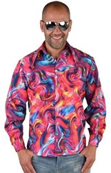 Heren Disco Blouse Seventies Funky Pink