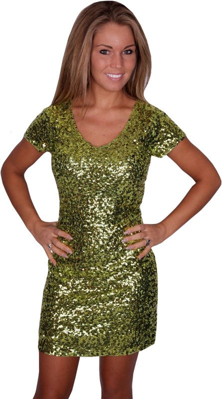Jurkje Pailletten Diva Lime Groen