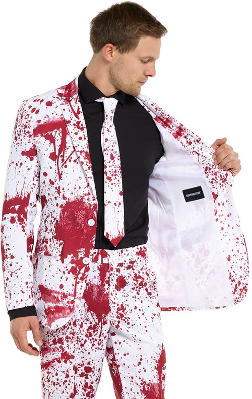 Herenkostuum Suitmeister Bloody Suit White (detail colbert)