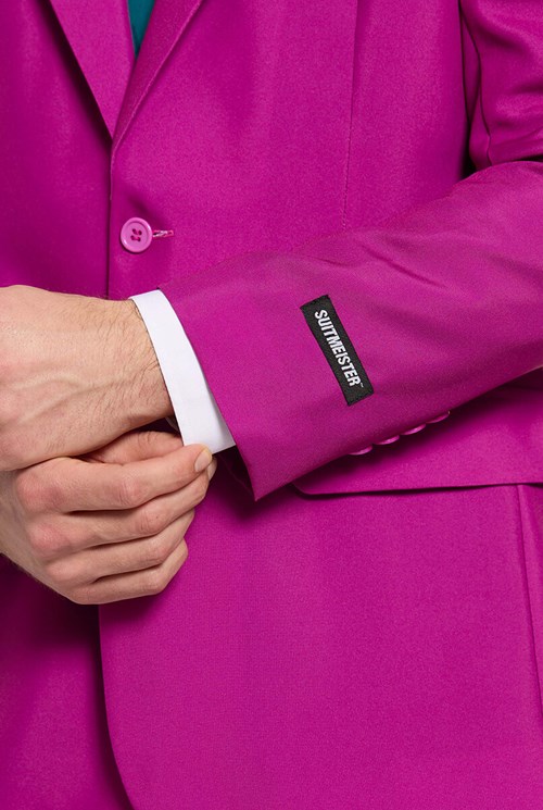 Herenkostuum Suitmeister Ruby Red Joker™ (detail mouw)