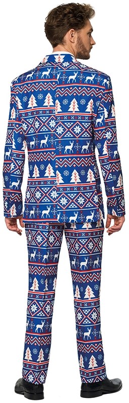 Colbert Suitmeister Christmas Blue Nordic voor heren (achterkant)